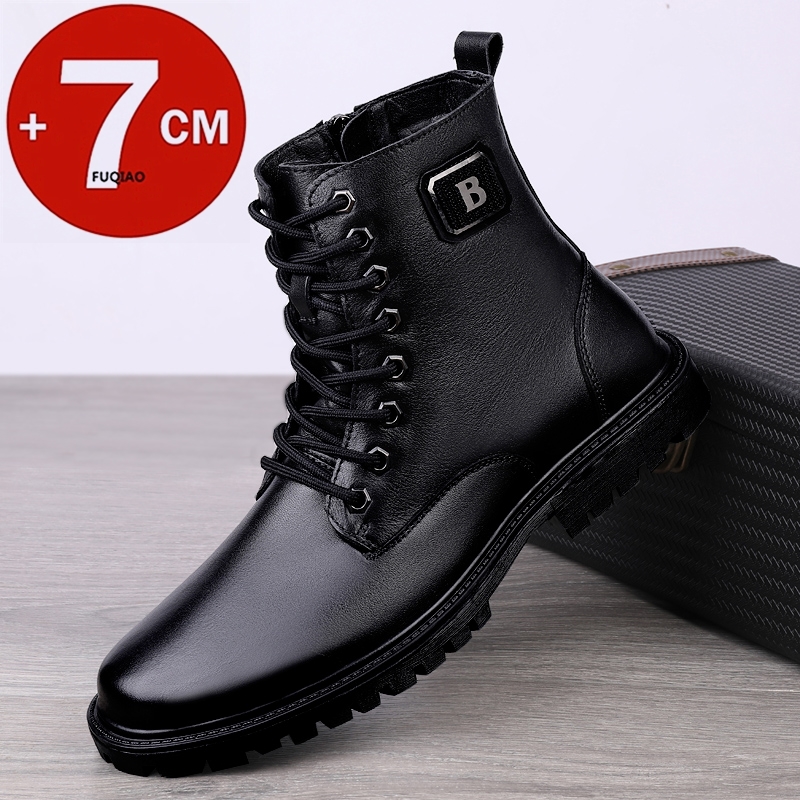 Winter Boot Insulated - Botas de elevador de couro genuíno