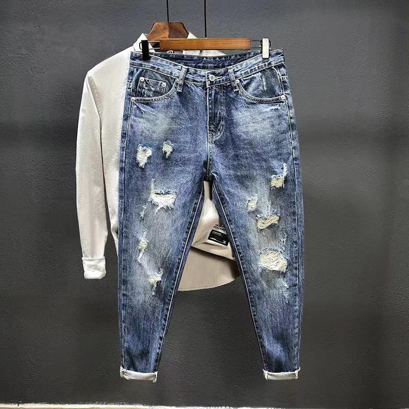 Men'S Shoes With Jeans - Jeans de nove pontos com furos
