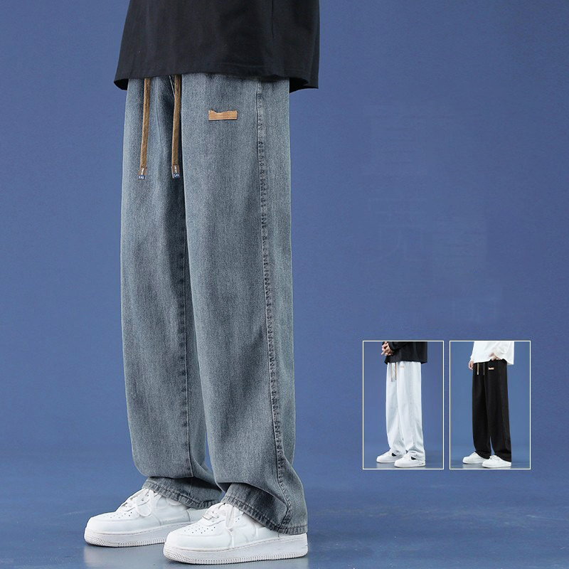 Men'S Shoes With Jeans - Tecido Lyocell masculino calça jeans folgada,