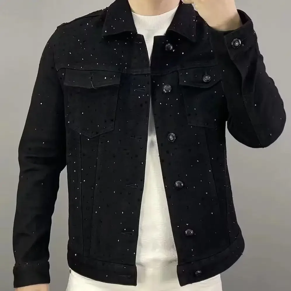 Men'S Shoes With Jeans - Casaco jeans para homens botão casual