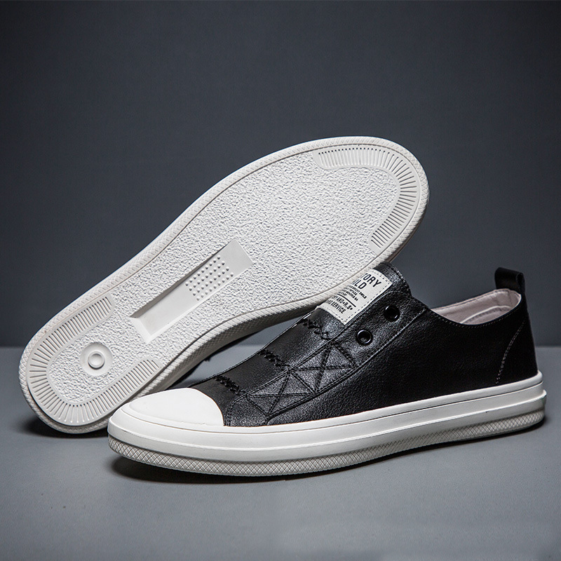 100% couro genuíno preto branc - Men Shoes Under 100 avaliação e preço