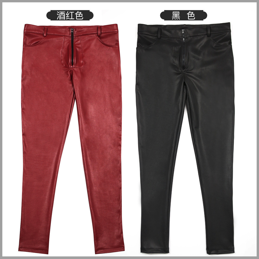 Calça jeans skinny de couro pu - Men'S Shoes With Jeans avaliação e preço