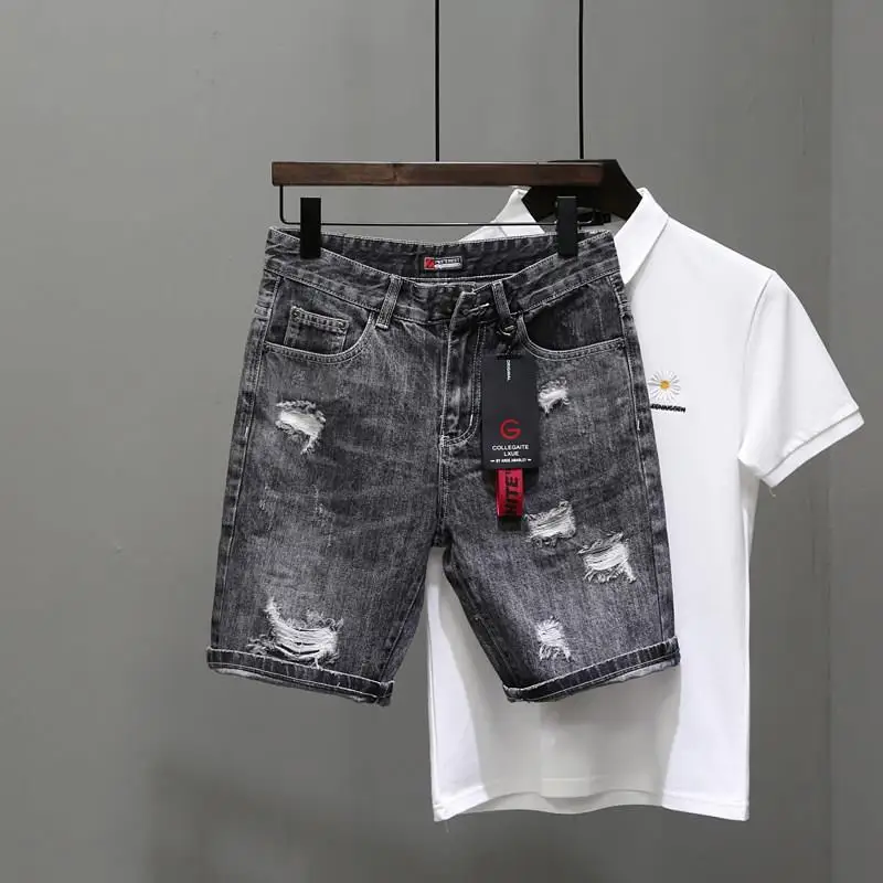 Shorts jeans rasgados preto e  - Men'S Shoes With Jeans avaliação e preço